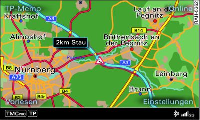 Anzeige einer TMC/TMCpro-Verkehrsmeldung in der Karte